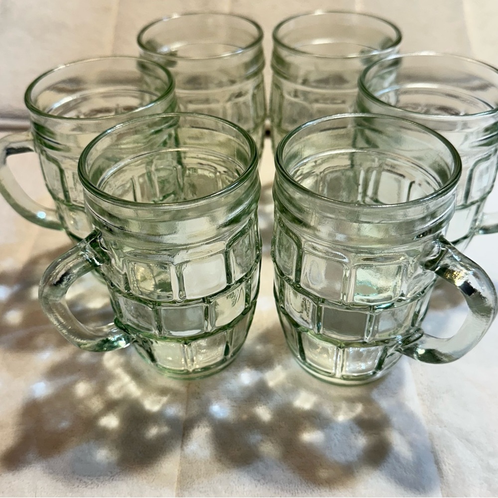 Vintage barrel Glass Mug Set. rootbeer glasses